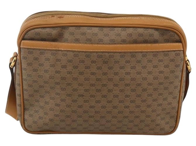 Gucci Borsa a spalla Micro GG Supreme PVC Beige Oro Auth 175292 D'oro - vista 2
