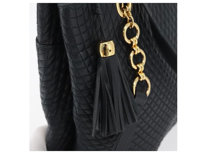 BALLY Borsa a Spalla Trapuntata in Pelle Blu Navy e Oro Auth SW2333A D'oro - vista 10
