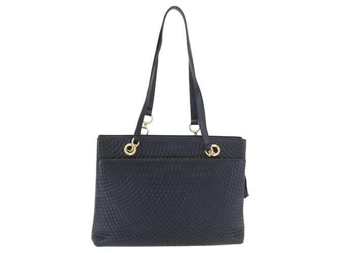 BALLY Borsa a Spalla Trapuntata in Pelle Blu Navy e Oro Auth SW2333A D'oro - vista 2