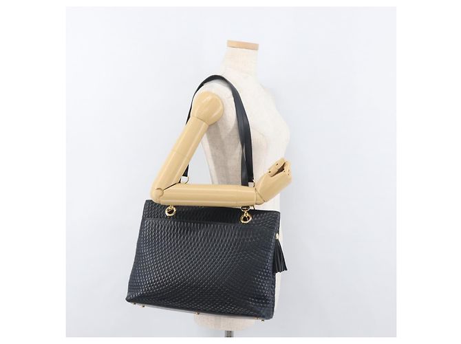 BALLY Borsa a Spalla Trapuntata in Pelle Blu Navy e Oro Auth SW2333A D'oro - vista 24