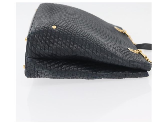 BALLY Borsa a Spalla Trapuntata in Pelle Blu Navy e Oro Auth SW2333A D'oro - vista 3