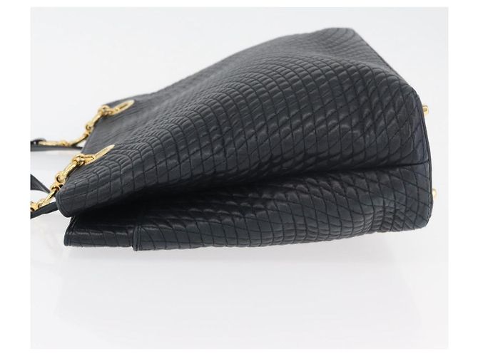 BALLY Borsa a Spalla Trapuntata in Pelle Blu Navy e Oro Auth SW2333A D'oro - vista 4