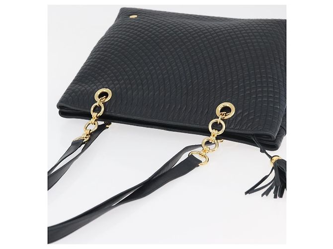 BALLY Borsa a Spalla Trapuntata in Pelle Blu Navy e Oro Auth SW2333A D'oro - vista 6
