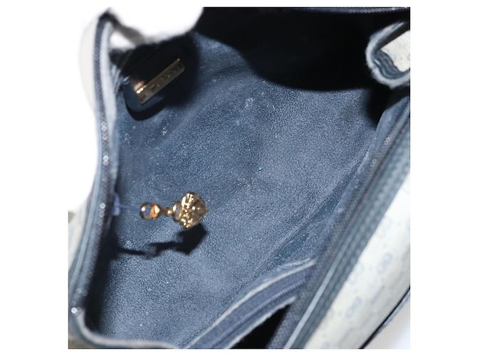 Gucci Borsa Boston Micro GG Supreme in PVC Navy Gold Auth BA12131 D'oro Blu navy - vista 11