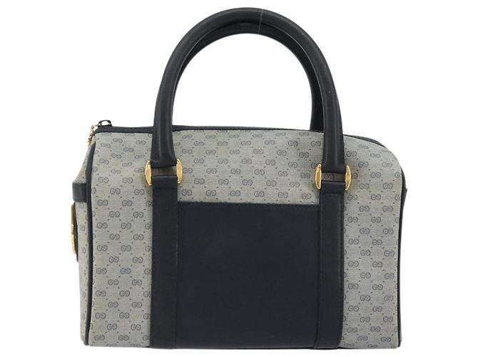 Gucci Borsa Boston Micro GG Supreme in PVC Navy Gold Auth BA12131 D'oro Blu navy - vista 13