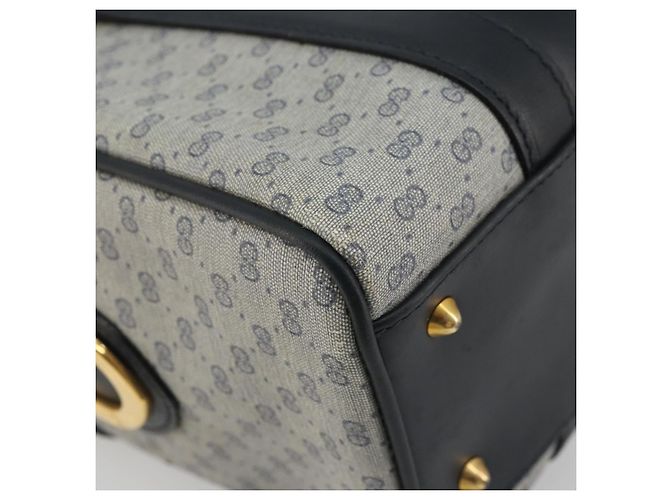 Gucci Borsa Boston Micro GG Supreme in PVC Navy Gold Auth BA12131 D'oro Blu navy - vista 15