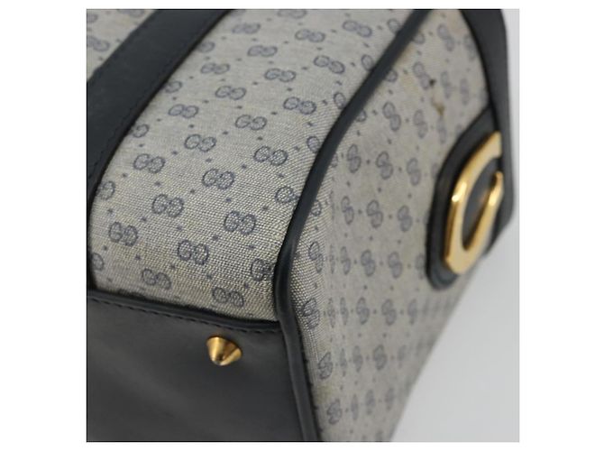 Gucci Borsa Boston Micro GG Supreme in PVC Navy Gold Auth BA12131 D'oro Blu navy - vista 16