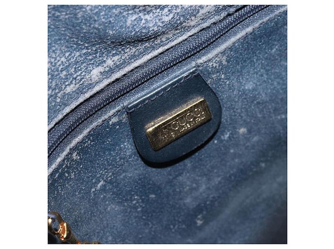 Gucci Borsa Boston Micro GG Supreme in PVC Navy Gold Auth BA12131 D'oro Blu navy - vista 17