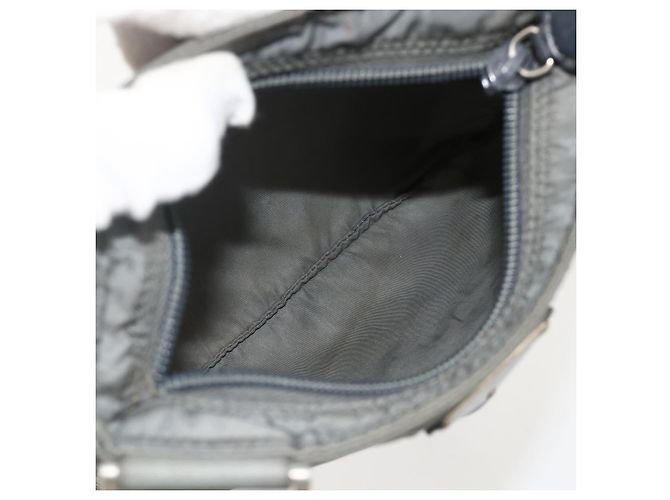 PRADA Schultertasche Nylon Grau Silber Authentisch 175304 Braun - Ansicht 11