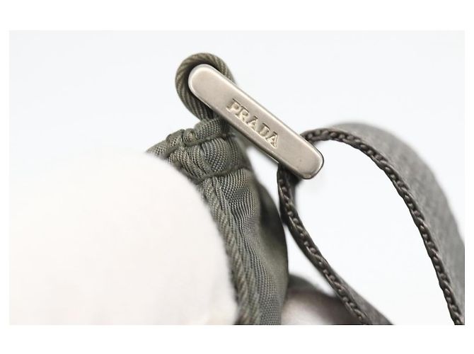 PRADA Schultertasche Nylon Grau Silber Authentisch 175304 Braun - Ansicht 18