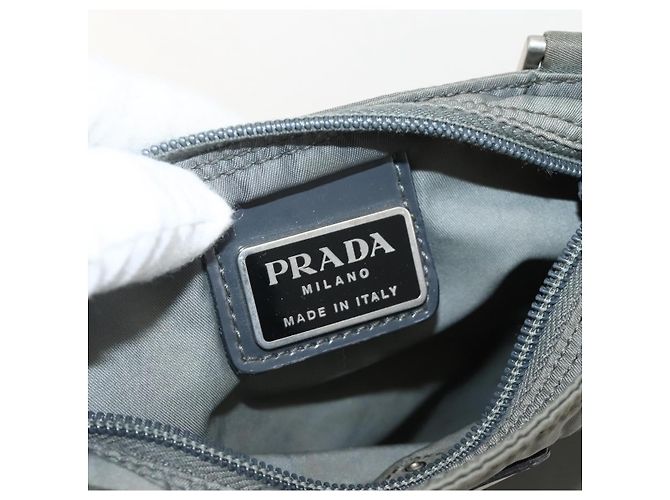PRADA Schultertasche Nylon Grau Silber Authentisch 175304 Braun - Ansicht 19