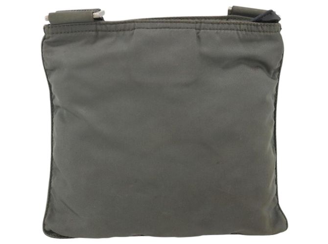 PRADA Schultertasche Nylon Grau Silber Authentisch 175304 Braun - Ansicht 2