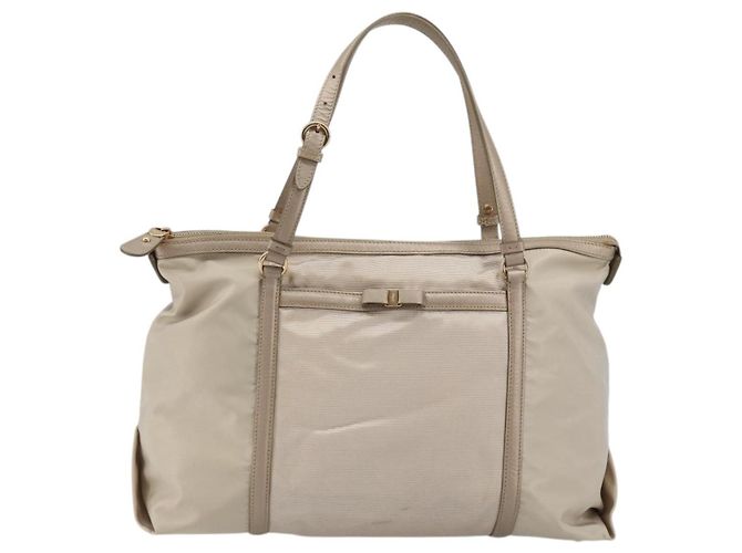 Borsa a mano Vala Ribbon in nylon rosa e oro Auth di Salvatore Ferragamo ka3946 - vista 13