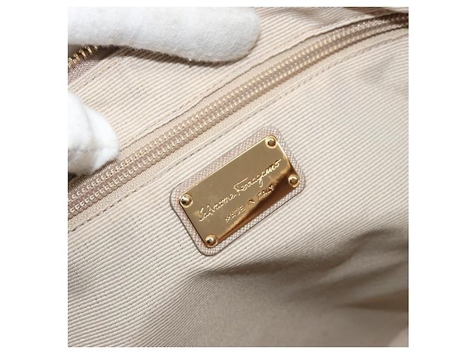 Borsa a mano Vala Ribbon in nylon rosa e oro Auth di Salvatore Ferragamo ka3946 - vista 18