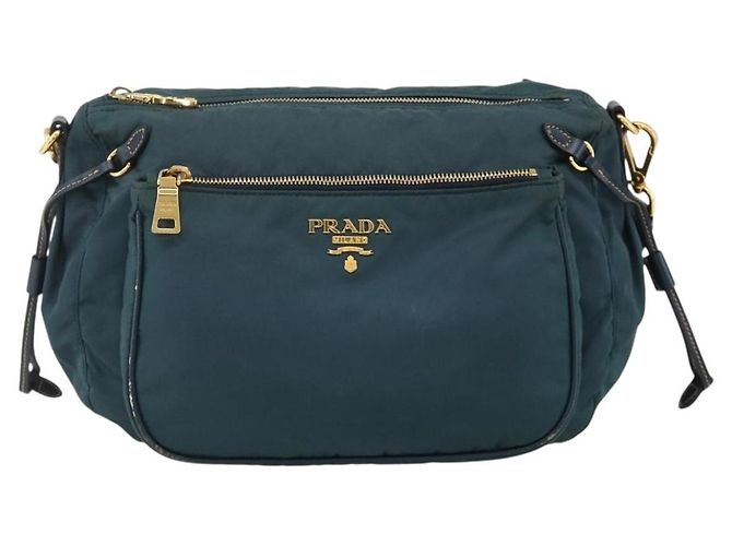 Borsa a Spalla PRADA Nylon Verde Oro Auth YKZ1088 D'oro - vista 13