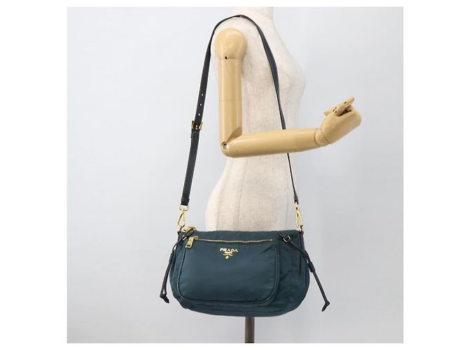 Borsa a Spalla PRADA Nylon Verde Oro Auth YKZ1088 D'oro - vista 26