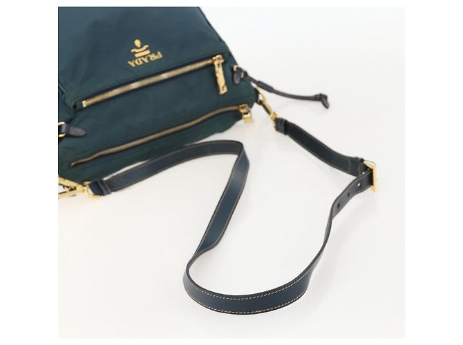 Borsa a Spalla PRADA Nylon Verde Oro Auth YKZ1088 D'oro - vista 7