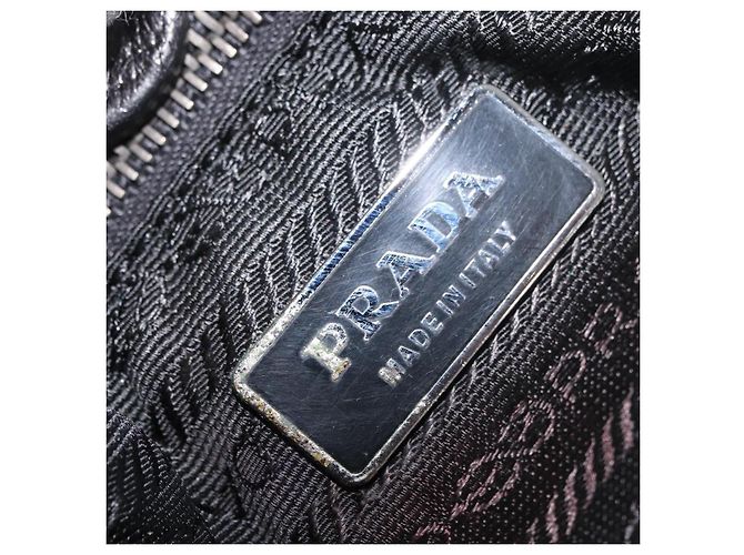 PRADA Borsa a mano in nylon nero argento Auth ka3999 - vista 10