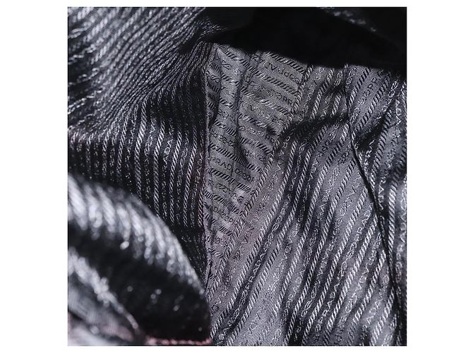 PRADA Borsa a mano in nylon nero argento Auth ka3999 - vista 11