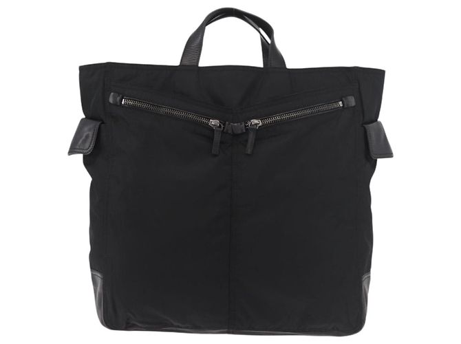 PRADA Borsa a mano in nylon nero argento Auth ka3999 - vista 13