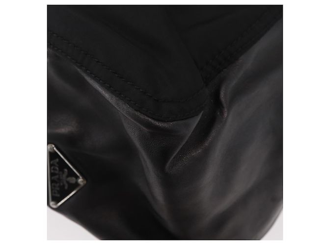 PRADA Borsa a mano in nylon nero argento Auth ka3999 - vista 16