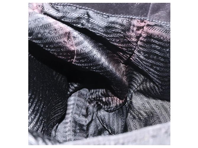 PRADA Borsa a mano in nylon nero argento Auth ka3999 - vista 17
