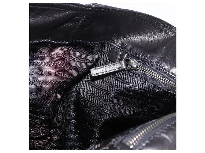 PRADA Borsa a mano in nylon nero argento Auth ka3999 - vista 19
