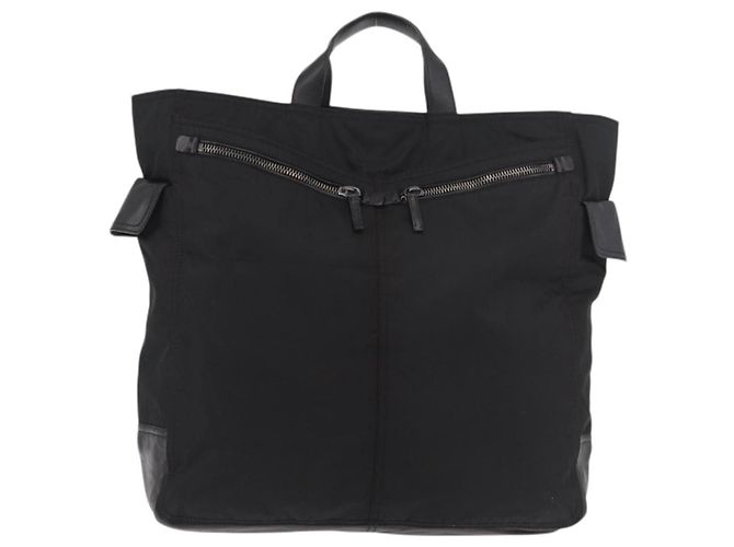 PRADA Borsa a mano in nylon nero argento Auth ka3999 - vista 2