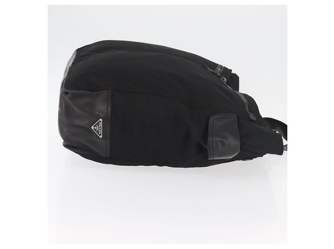 PRADA Borsa a mano in nylon nero argento Auth ka3999 - vista 3