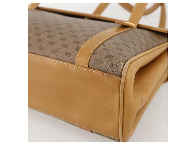Gucci Borsa a mano Micro GG Supreme in PVC beige e oro 000 46 4857 Auth YKZ1075 D'oro - vista 9