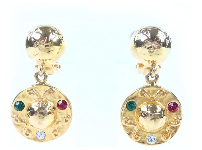 Céline Celine Vintage Starball Ohrringe mit mehrfarbigen Steinen Golden - Ansicht 2