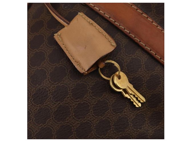 Céline Borsa Boston in tela Macadam CELINE in pelle PVC marrone oro Auth INZ010 D'oro - vista 10