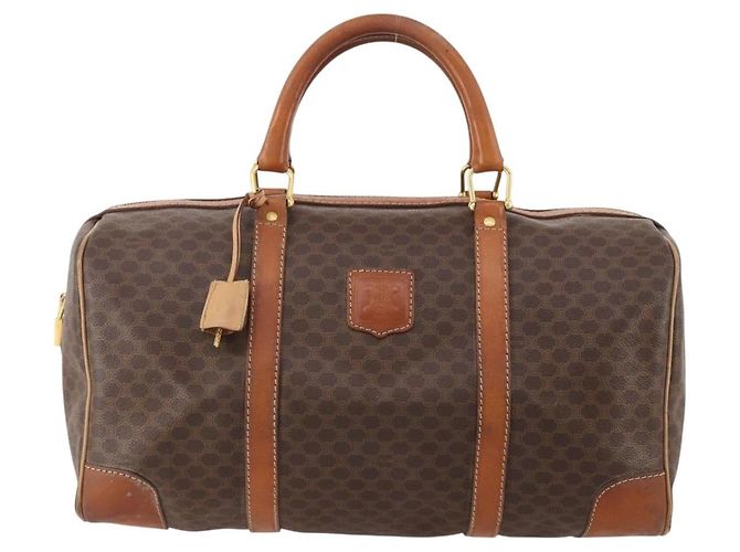 Céline Borsa Boston in tela Macadam CELINE in pelle PVC marrone oro Auth INZ010 D'oro - vista 13
