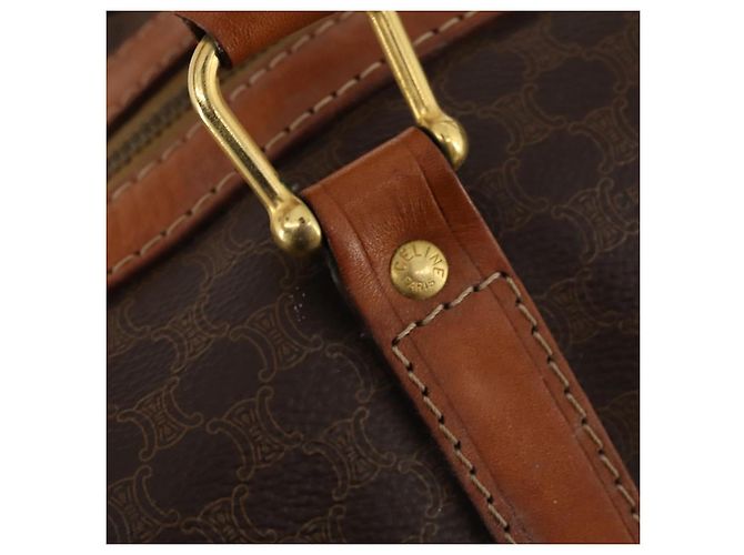 Céline Borsa Boston in tela Macadam CELINE in pelle PVC marrone oro Auth INZ010 D'oro - vista 17