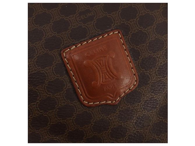 Céline Borsa Boston in tela Macadam CELINE in pelle PVC marrone oro Auth INZ010 D'oro - vista 18
