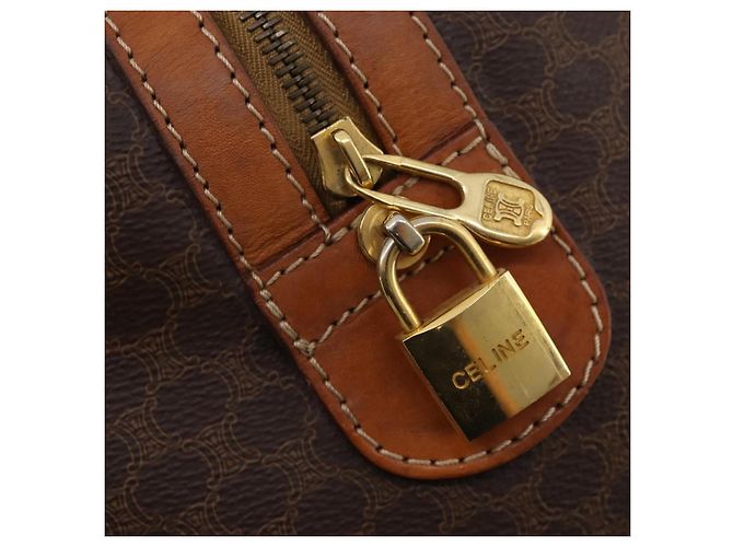 Céline Borsa Boston in tela Macadam CELINE in pelle PVC marrone oro Auth INZ010 D'oro - vista 19