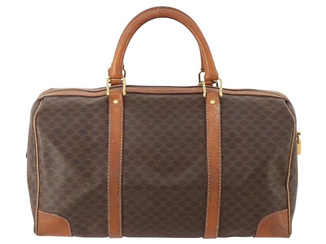 Céline Borsa Boston in tela Macadam CELINE in pelle PVC marrone oro Auth INZ010 D'oro - vista 2