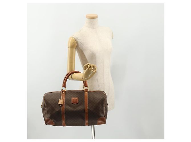 Céline Borsa Boston in tela Macadam CELINE in pelle PVC marrone oro Auth INZ010 D'oro - vista 24