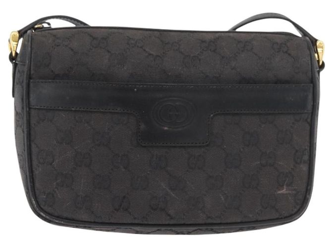 Borsa a Spalla GG Canvas Gucci Nera Oro 001 14 0412 Auth 175200 Nero D'oro - vista 13
