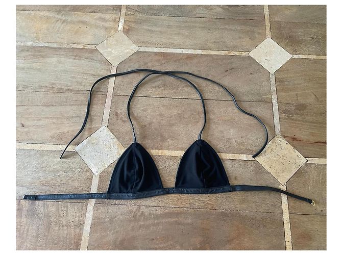 Autre Marque Schwarzes Leder-Dreieckstop oder Bralette Gr. S Neu - Ansicht 4