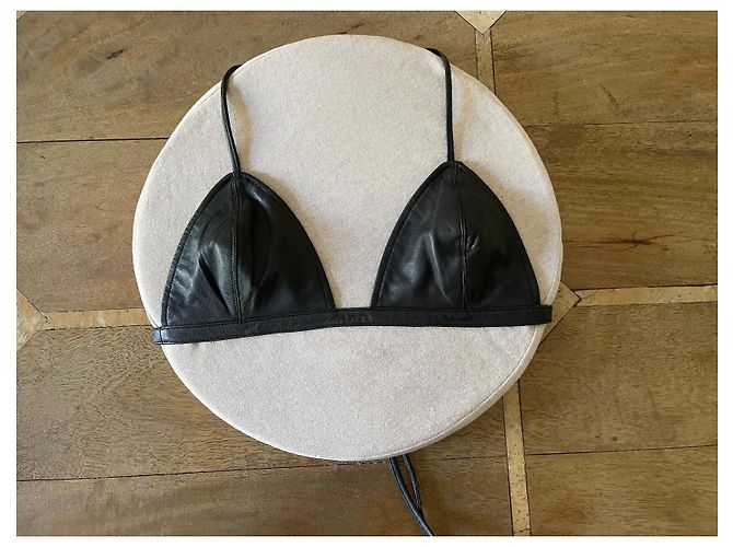 Autre Marque Schwarzes Leder-Dreieckstop oder Bralette Gr. S Neu - Ansicht 5