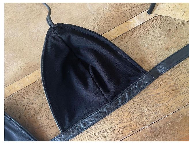 Autre Marque Schwarzes Leder-Dreieckstop oder Bralette Gr. S Neu - Ansicht 9