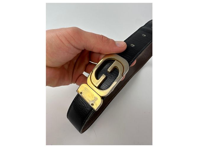 Vintage Gucci GG Wendeledergürtel schwarz braun - Ansicht 2