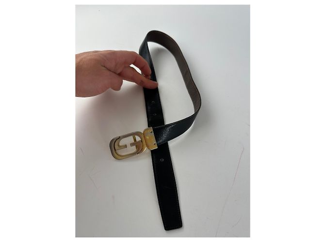 Vintage Gucci GG Wendeledergürtel schwarz braun - Ansicht 4
