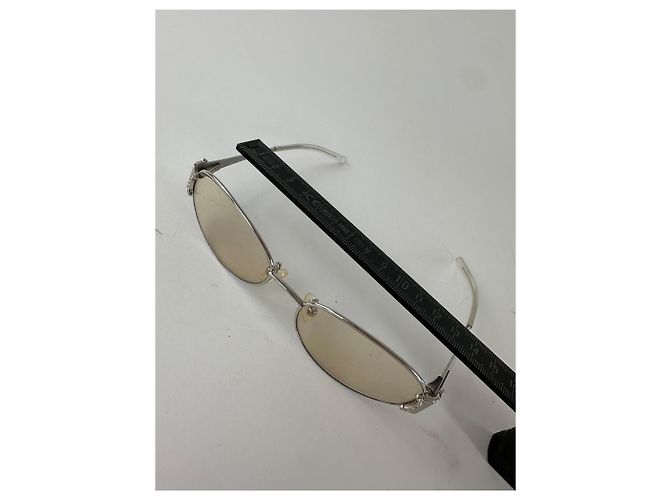 Céline Óculos de sol ovais de metal Triomphe Vintage Celine Prata - vista 10