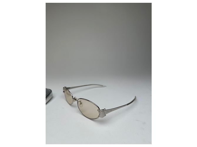 Céline Óculos de sol ovais de metal Triomphe Vintage Celine Prata - vista 6