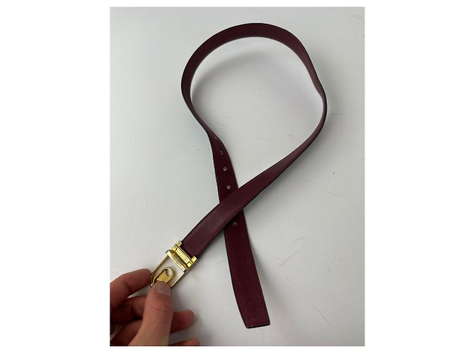 Céline Cintura in pelle reversibile Vintage Celine Triomphe Nero Borgogna 85 - vista 4