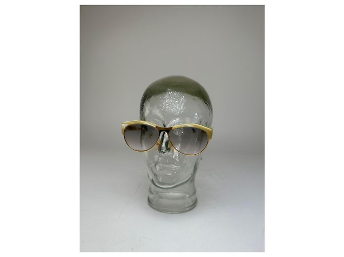 Vintage Loewe Übergroße Sonnenbrille Gold Creme Golden - Ansicht 10