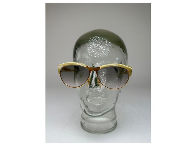 Vintage Loewe Übergroße Sonnenbrille Gold Creme Golden - Ansicht 2