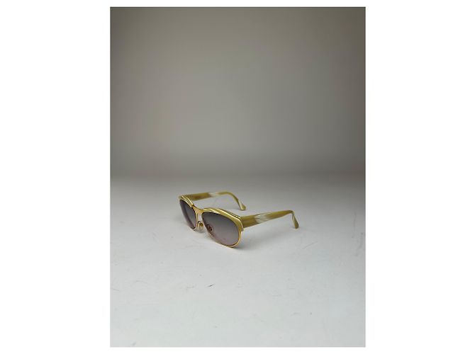 Vintage Loewe Übergroße Sonnenbrille Gold Creme Golden - Ansicht 4